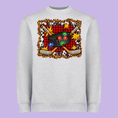 Hockey Christmas With Lights And Stars Heavyweight Sweatshirt Designed By Fadigitalartstudio
