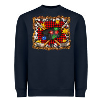 Navy hockey christmas with lights and stars Heavyweight Sweatshirt - FaDigitalArtStudio