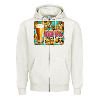 Oatmeal Heather beer and sunshine Zipper Hoodie - Jasminsmagicworld