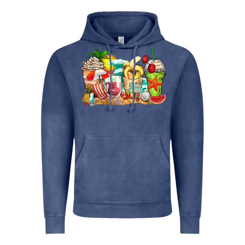 Summer Vibes Coffee Cups Vintage Hoodie by Zillion Design Studio | Teevron