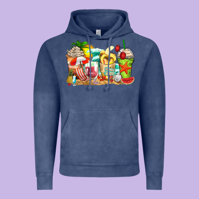 Summer Vibes Coffee Cups Vintage Hoodie Designed By Zillion Design Studio