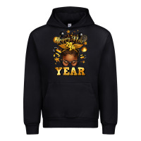 Black happy new year afro messy bun Urban Hoodie - texasbilliewilder