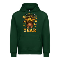 Forest Green happy new year afro messy bun Urban Hoodie - texasbilliewilder