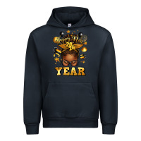 Navy happy new year afro messy bun Urban Hoodie - texasbilliewilder