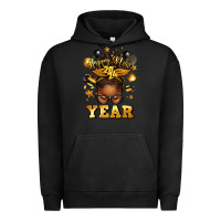Pigment Black happy new year afro messy bun Urban Hoodie - texasbilliewilder