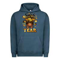 Pigment Midnight Navy happy new year afro messy bun Urban Hoodie - texasbilliewilder