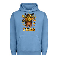 Pigment Pebble Blue happy new year afro messy bun Urban Hoodie - texasbilliewilder