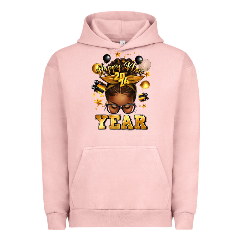 Happy New Year Afro Messy Bun Urban Hoodie by texasbilliewilder | Teevron