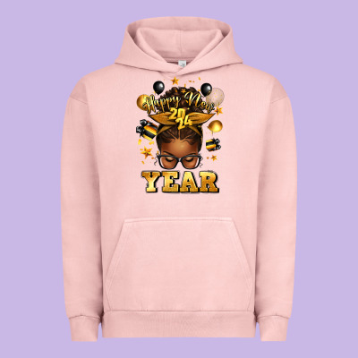 Happy New Year Afro Messy Bun Urban Hoodie Designed By Texasbilliewilder