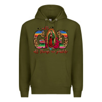 Army Green with god all things are possible lady of guadalupe Premium Hoodie - Jasminsmagicworld