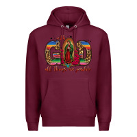 Burgundy with god all things are possible lady of guadalupe Premium Hoodie - Jasminsmagicworld
