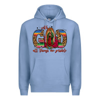 Colony Blue with god all things are possible lady of guadalupe Premium Hoodie - Jasminsmagicworld