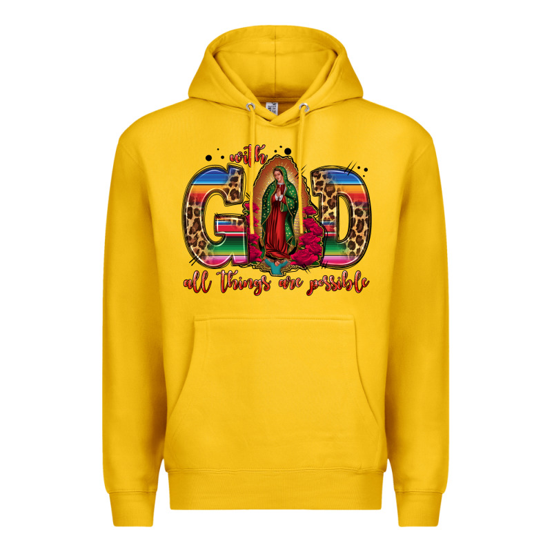 With God All Things Are Possible Lady Of Guadalupe Premium Hoodie by Jasminsmagicworld | Teevron