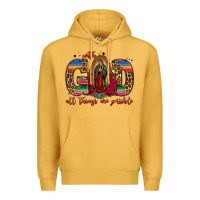 Mustard with god all things are possible lady of guadalupe Premium Hoodie - Jasminsmagicworld