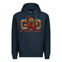 Navy with god all things are possible lady of guadalupe Premium Hoodie - Jasminsmagicworld