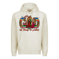 Oatmeal Heather with god all things are possible lady of guadalupe Premium Hoodie - Jasminsmagicworld