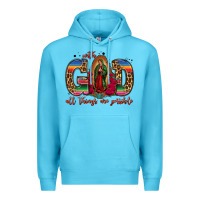 Ocean Blue with god all things are possible lady of guadalupe Premium Hoodie - Jasminsmagicworld