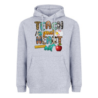 Heather Grey teach your heart out Heavyweight Hoodie - NancyCooperArtShop