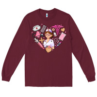 Burgundy nurse and nurse element heart Long Sleeve Tee - AdoDesignShop