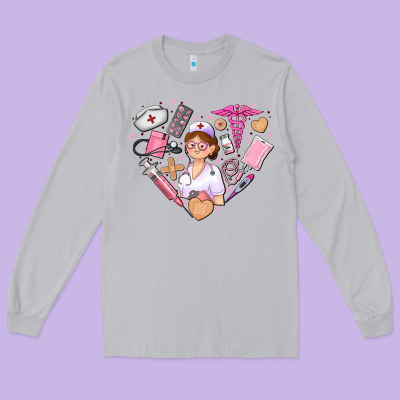 Nurse And Nurse Element Heart Long Sleeve Tee Designed By Adodesignshop