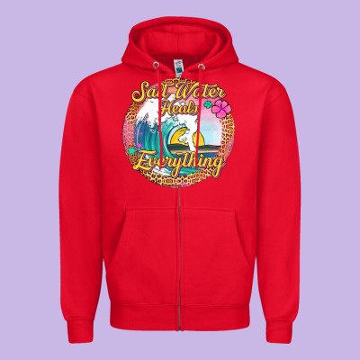 Salt Water Heals Everything Zipper Hoodie Designed By Jasminsmagicworld