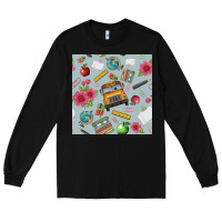 Black school bus back to school seamless pattern Long Sleeve Tee - BundleAndBundleShop