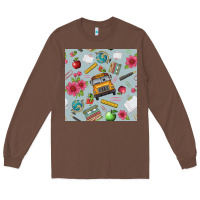 Chestnut school bus back to school seamless pattern Long Sleeve Tee - BundleAndBundleShop