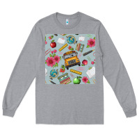 Heather Grey school bus back to school seamless pattern Long Sleeve Tee - BundleAndBundleShop