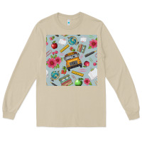 Mushroom school bus back to school seamless pattern Long Sleeve Tee - BundleAndBundleShop