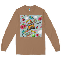 Toasted Coconut school bus back to school seamless pattern Long Sleeve Tee - BundleAndBundleShop