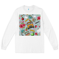 White school bus back to school seamless pattern Long Sleeve Tee - BundleAndBundleShop