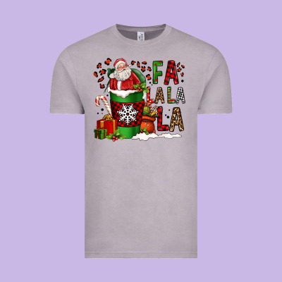 Fa La La La La Christmas Santa Claus Coffee Cup Vintage Tee Designed By Fadigitalartstudio