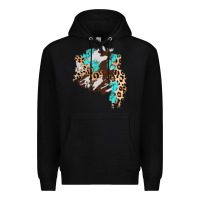 Black cowhide leopard turquoise patch Premium Hoodie - AdoDesignShop