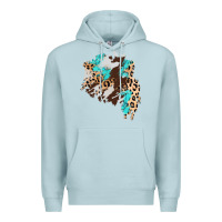 Blue Mist cowhide leopard turquoise patch Premium Hoodie - AdoDesignShop