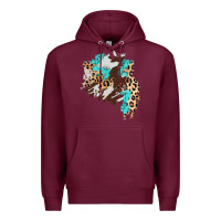 Burgundy cowhide leopard turquoise patch Premium Hoodie - AdoDesignShop