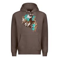 Coffee cowhide leopard turquoise patch Premium Hoodie - AdoDesignShop