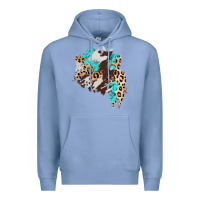 Colony Blue cowhide leopard turquoise patch Premium Hoodie - AdoDesignShop