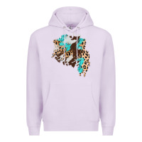 Lilac cowhide leopard turquoise patch Premium Hoodie - AdoDesignShop