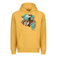 Mustard cowhide leopard turquoise patch Premium Hoodie - AdoDesignShop