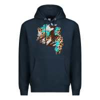 Navy cowhide leopard turquoise patch Premium Hoodie - AdoDesignShop