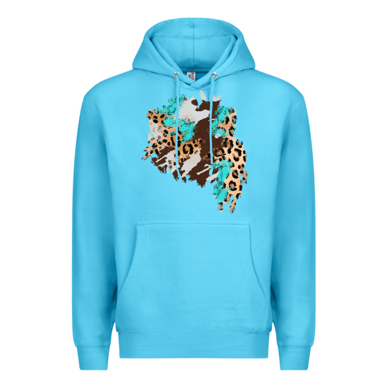 Cowhide Leopard Turquoise Patch Premium Hoodie by AdoDesignShop | Teevron
