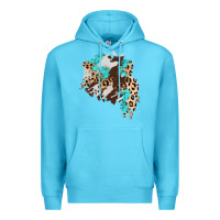 Ocean Blue cowhide leopard turquoise patch Premium Hoodie - AdoDesignShop