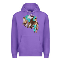 Purple cowhide leopard turquoise patch Premium Hoodie - AdoDesignShop