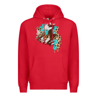Red cowhide leopard turquoise patch Premium Hoodie - AdoDesignShop