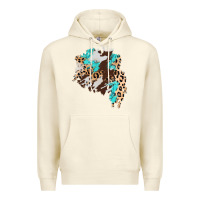 Sandshell cowhide leopard turquoise patch Premium Hoodie - AdoDesignShop