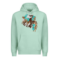 Seafoam cowhide leopard turquoise patch Premium Hoodie - AdoDesignShop