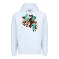 White cowhide leopard turquoise patch Premium Hoodie - AdoDesignShop