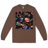 Chestnut 4th of july glasses  seamless pattern Long Sleeve Tee - BundleAndBundleShop