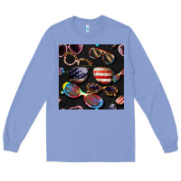 Colony Blue 4th of july glasses  seamless pattern Long Sleeve Tee - BundleAndBundleShop