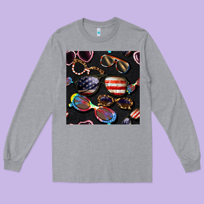 4th Of July Glasses  Seamless Pattern Long Sleeve Tee Designed By Bundleandbundleshop